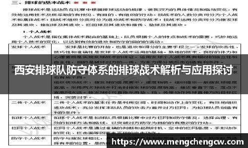 西安排球队防守体系的排球战术解析与应用探讨